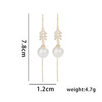 1 Paire Style Simple Commuer Rond Placage Incruster Le Cuivre Perles Artificielles Strass Plaqué Or 14k Boucles D'oreilles Pendantes main image 2