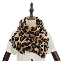 Women's Vintage Style Color Block Leopard Imitation Cashmere Scarf sku image 1