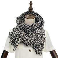 Women's Vintage Style Color Block Leopard Imitation Cashmere Scarf sku image 4