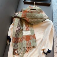 Women's Vintage Style Color Block Cotton Scarf main image 3