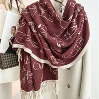 Femmes Style Vintage Chat Imitation Cachemire Foulard main image 5