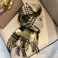 Women's Vintage Style Plaid Fleece Scarf main image 1