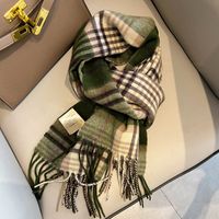 Women's Vintage Style Plaid Fleece Scarf sku image 2