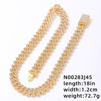 Hip-hop Rock Punk Geometric Solid Color Alloy Plating Inlay Rhinestones White Gold Plated Gold Plated Men's Necklace sku image 1