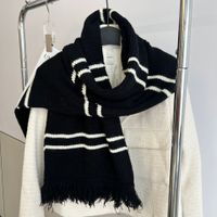 Women's Simple Style Color Block Stripe Knit Scarf main image 5