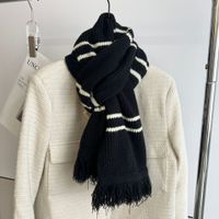 Women's Simple Style Color Block Stripe Knit Scarf sku image 1