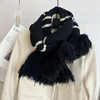 Women's Simple Style Color Block Stripe Knit Scarf main image 3