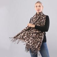 Frau Vintage-stil Leopard Polyester Schal main image 3