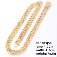 Hip-hop Rock Punk Geometric Solid Color Alloy Plating Inlay Rhinestones White Gold Plated Gold Plated Men's Necklace sku image 3