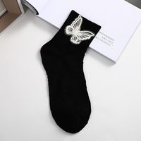Women's Casual Butterfly Nylon Polyester Embroidery Crew Socks A Pair sku image 1