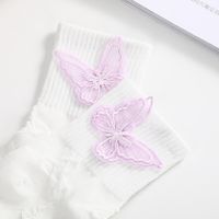 Women's Casual Butterfly Nylon Polyester Embroidery Crew Socks A Pair main image 4