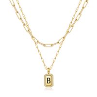 Modern Style Classic Style Letter Rectangle Copper 14k Gold Plated Double Layer Necklaces In Bulk sku image 2