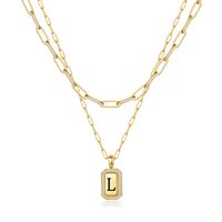 Modern Style Classic Style Letter Rectangle Copper 14k Gold Plated Double Layer Necklaces In Bulk sku image 12