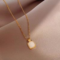 Titanium Steel Simple Style Commute Inlay Color Block Zircon Pendant Necklace sku image 3