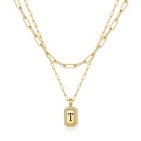 Modern Style Classic Style Letter Rectangle Copper 14k Gold Plated Double Layer Necklaces In Bulk sku image 18