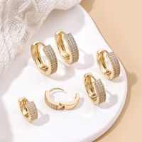 1 Pair Lady Commute Circle Plating Inlay Copper Zircon 18k Gold Plated Earrings main image 3