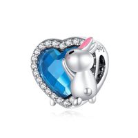 Cute Sweet Rabbit Bear Heart Shape Copper Plating Silver Plated Jewelry Accessories main image 3