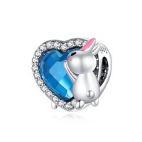Cute Sweet Rabbit Bear Heart Shape Copper Plating Silver Plated Jewelry Accessories sku image 7
