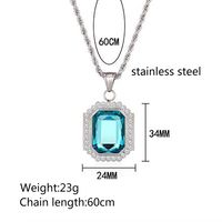 Hip-Hop Square 304 Stainless Steel Inlay Zircon 18K Gold Plated Women's Pendant Necklace main image 2