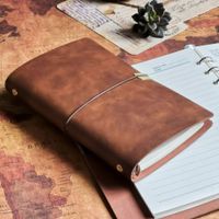1 Piece Solid Color Class School Pu Leather Retro Loose Spiral Notebook main image 1