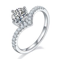 Elegant Classic Style Round Sterling Silver White Gold Plated Moissanite Rings In Bulk main image 6