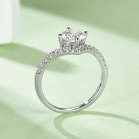 Elegant Classic Style Round Sterling Silver White Gold Plated Moissanite Rings In Bulk main image 1