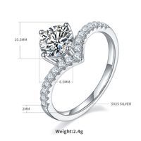 Elegant Classic Style Round Sterling Silver White Gold Plated Moissanite Rings In Bulk sku image 1