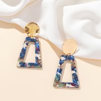 1 Piece Casual Vacation Trapezoid Oval Heart Shape Lacquer Painting Arylic Metal Acrylic Alloy Gold Plated Drop Earrings sku image 3