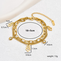 Hip Hop Color Sólido Estilo De Moda Torre Eiffel Forma De Corazón Cerrar Con Llave Acero Inoxidable 201 Chapados en oro de 18k Circón Pulsera Al Mayoreo main image 11