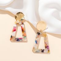 1 Piece Casual Vacation Trapezoid Oval Heart Shape Lacquer Painting Arylic Metal Acrylic Alloy Gold Plated Drop Earrings sku image 1