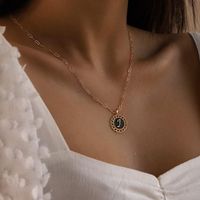Casual Modern Style Round Letter Copper 14k Gold Plated Pendant Necklace In Bulk main image 5
