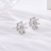 1 Pair Sweet Shiny Petal Plating Inlay Sterling Silver Zircon Silver Plated Ear Studs main image 1
