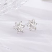 1 Pair Sweet Shiny Petal Plating Inlay Sterling Silver Zircon Silver Plated Ear Studs main image 6