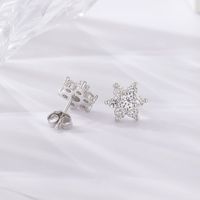 1 Pair Sweet Shiny Petal Plating Inlay Sterling Silver Zircon Silver Plated Ear Studs main image 3