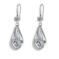 1 Pair Elegant Sweet Water Droplets Plating Inlay Sterling Silver Zircon Silver Plated Drop Earrings main image 1