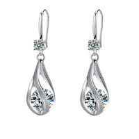 1 Pair Elegant Sweet Water Droplets Plating Inlay Sterling Silver Zircon Silver Plated Drop Earrings main image 8