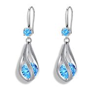 1 Pair Elegant Sweet Water Droplets Plating Inlay Sterling Silver Zircon Silver Plated Drop Earrings sku image 2