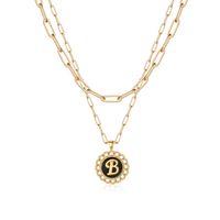 Casual Modern Style Round Letter Copper 14k Gold Plated Pendant Necklace In Bulk sku image 2