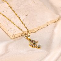 Vintage Style Hippocampus Stainless Steel Copper Beaded Plating Inlay Zircon 18k Gold Plated Pendant Necklace main image 4