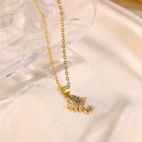 Vintage Style Hippocampus Stainless Steel Copper Beaded Plating Inlay Zircon 18k Gold Plated Pendant Necklace main image 1