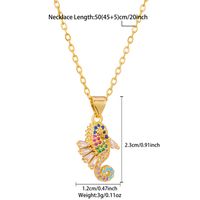 Vintage Style Hippocampus Stainless Steel Copper Beaded Plating Inlay Zircon 18k Gold Plated Pendant Necklace sku image 1