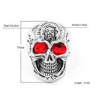 Punk Skull 304 Stainless Steel Inlay Rhinestones 18K Gold Plated Men's Rings main image 2