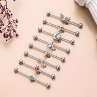 1 Piece Ear Cartilage Rings & Studs Vintage Style Cross Wings 316 Stainless Steel  Inlay Zircon main image 5