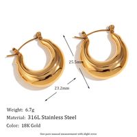1 Pair Simple Style Classic Style Solid Color Plating Stainless Steel 18k Gold Plated Hoop Earrings main image 2