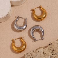 1 Pair Simple Style Classic Style Solid Color Plating Stainless Steel 18k Gold Plated Hoop Earrings main image 4