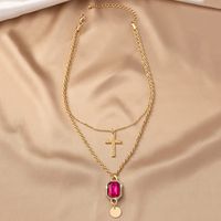 Hip-hop Cool Style Geometric Cross Alloy Plating Inlay Gem Unisex Pendant Necklace main image 5