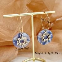 1 Pair Vacation Simple Style Leaf Flower Plating Inlay 304 Stainless Steel Arylic Acrylic Gold Plated Drop Earrings sku image 3