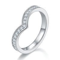 Elegant Classic Style Round Sterling Silver White Gold Plated Moissanite Rings In Bulk main image 4