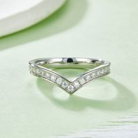 Elegant Classic Style Round Sterling Silver White Gold Plated Moissanite Rings In Bulk main image 1