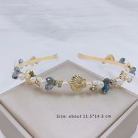 Sweet Simple Style Shell Imitation Pearl Alloy Inlay Artificial Crystal Hair Band sku image 1
